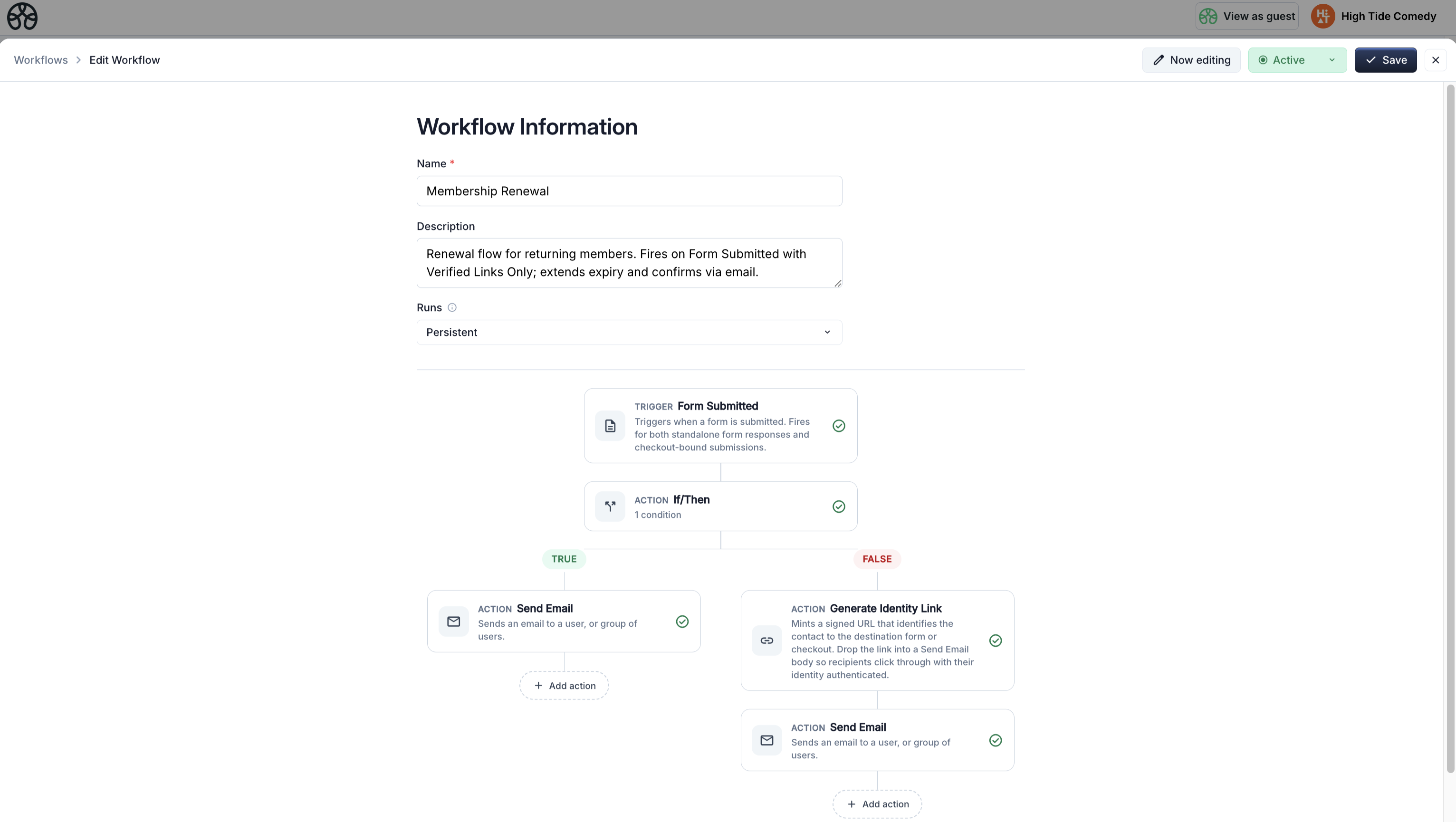 End-to-end Identity Link flow: mint → email → clickthrough → verified trigger fires
