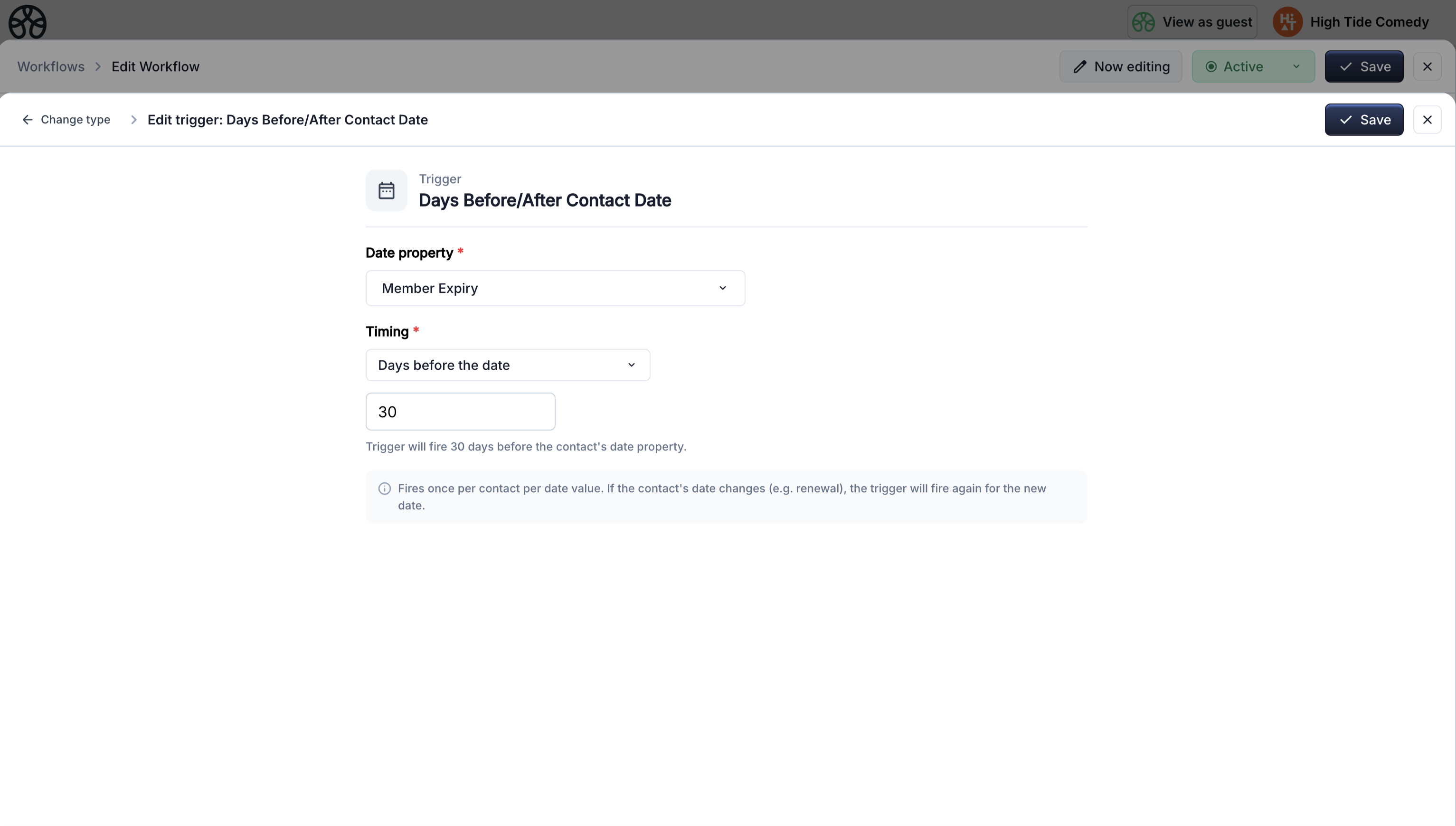 Renewal reminder trigger