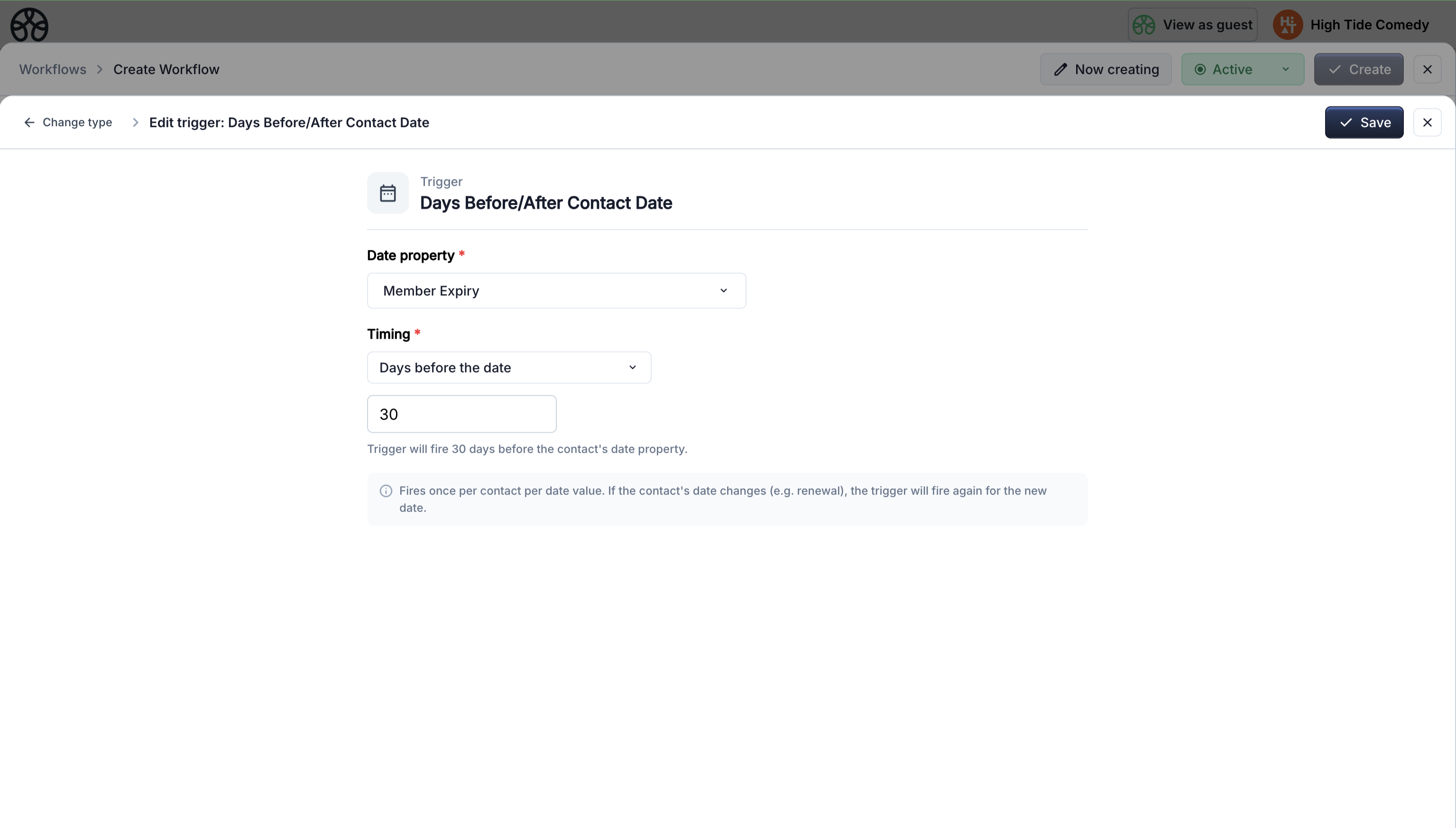 Days before after contact date
